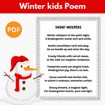 Winter Poems for Kindergarten Kids / Snowy Whispers / Winter Poetry kids