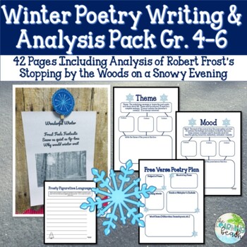 Preview of Winter Poetry Analysis & Writing Pack Grades 4-6 {Stopping By Woods}