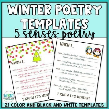 Winter Poetry Templates - Winter 5 Senses Poetry Writing Activity