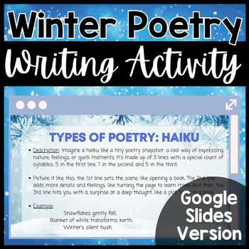 Preview of Winter Poetry Writing Activity | Digital | Google Slides | Practice Poetry