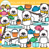 Winter Polar Bear Ice Fishing Clip Art