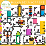 Winter Polar Bear School Supply Page Toppers Clip Art