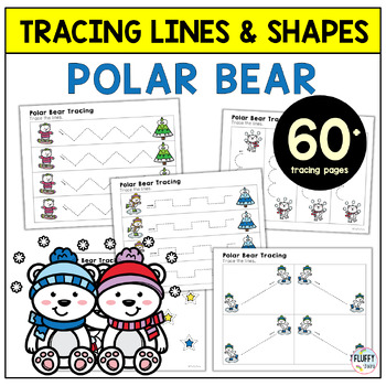 Preview of Winter Polar Bears Preschool Prewriting Worksheets for Line Tracing Activities