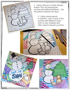 Winter Pop Art Snowman Art Project- Fun Winter Art Lesson by Art is Basic