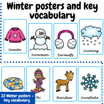 Preview of Winter Posters and Key vocabulary