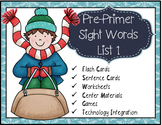 Winter Pre-Primer Sight Words Centers, Games, QR Codes, iPad, SMART Notebook