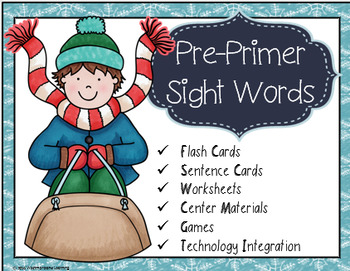 Preview of Kindergarten Winter Bundle Sight Words Centers, Games, QR Codes, Digital