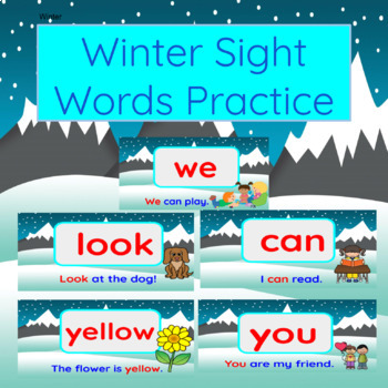 Preview of Winter Pre-Primer Sight Words Practice-Google Slides