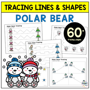 winter tracing lines worksheets for preschool and toddler with polar bear theme