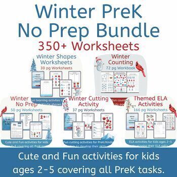 Preview of Morning Work Bundle with Winter Decor and Vocab for Preschool and Kindergarten