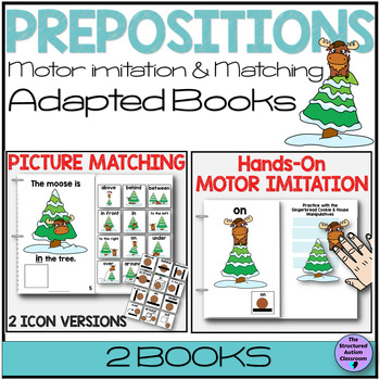 Preview of Winter Prepositions Matching and Motor Imitation Adapted Books SPED, Speech