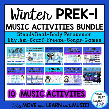 Preview of Winter Preschool, K-1 Music Lesson and Movement Activity Bundle