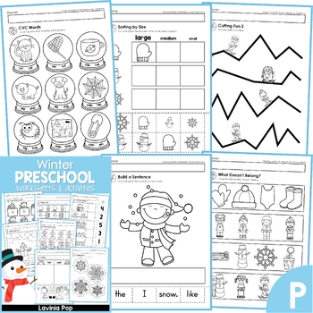Winter Preschool No Prep Worksheets & Activities by Lavinia Pop | TpT