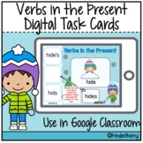Winter Present Tense Verbs Add -s and -es Digital Task Cards