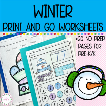 Preview of Winter Print and Go Worksheets for PreK/K