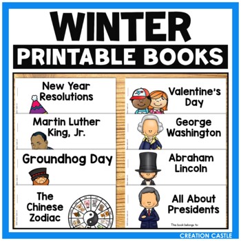 Preview of Winter Printable Books for Groundhog Day, Presidents, Valentines Day, and MORE