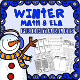 Kindergarten Math and ELA Winter Worksheets