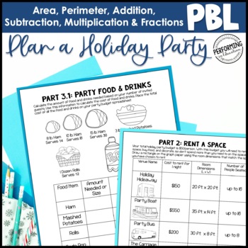 Preview of Winter Project Based Learning for 4th Grade | Winter Math Activities Fractions