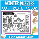 Winter Puzzles Cut and Paste Activity Fine Motor Skills