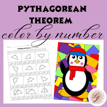 Preview of Winter Pythagorean Theorem Color By Number