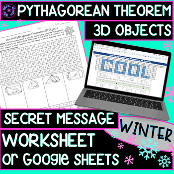 Preview of Winter Pythagorean Theorem and 3D Objects Worksheet or Google Sheets