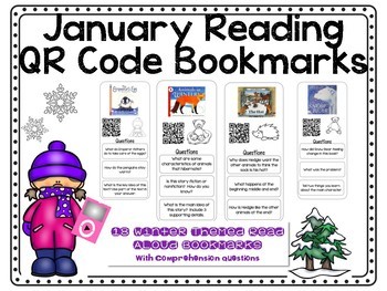 Preview of January QR Code Bookmarks with Comprehension Questions