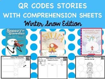 Preview of Winter QR Codes with Comprehension Sheets Snow Edition