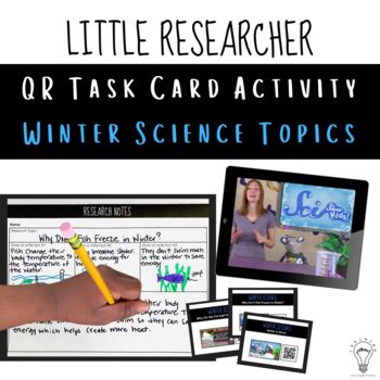 Preview of Winter QR Research Task Cards Activity for ELA & Science - Grade 1 , 2 and 3