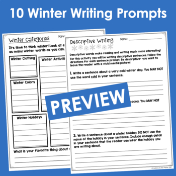 Winter Writing Prompts by Creations by Kim Parker | TpT