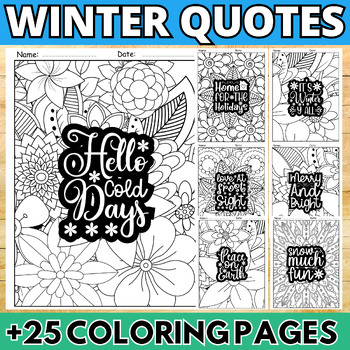 Preview of Winter Quotes Mandala  Coloring Pages - Mindful SEL Winter Positive Activities