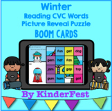 Winter Reading CVC Words Picture Reveal Puzzle - Boom Cards