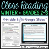 Winter Reading Comprehension Activities - Text Evidence & Inference + Digital