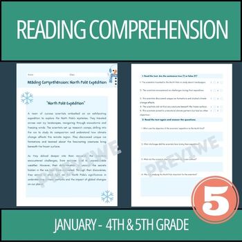 Preview of Winter Reading Comprehension Passage January - 4th & 5th Grade