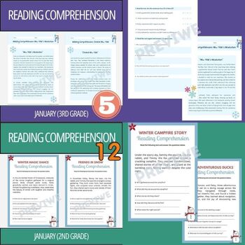 Preview of Winter Reading Comprehension Passage January BUNDLE | {K to 5th Grade}