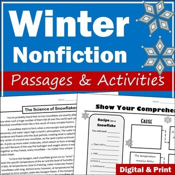 Preview of Winter Reading Comprehension Passages & Activities - PDF & Digital