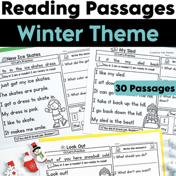 Preview of Winter Reading Comprehension Passages | December | January | February Activities