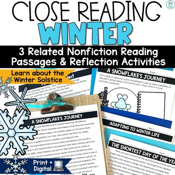 Preview of Winter Reading Comprehension Passage February Snowflakes Activity 3rd 4th Grade
