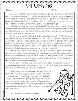 winter reading comprehension passages and activities just print