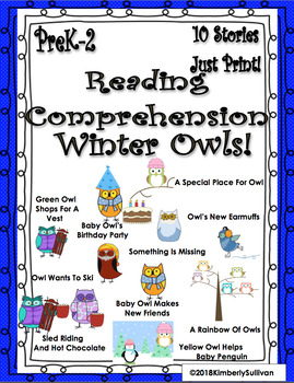 Preview of Winter Reading Comprehension Passages and Questions K - 1  Owl Fun!