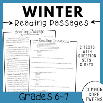 Preview of Winter Reading Comprehension Passages and Questions (Middle School)