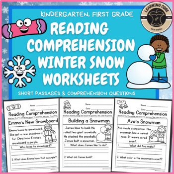 Preview of Winter Reading Comprehension Worksheets Pre-K Kindergarten First TK UTK