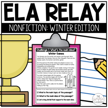 Preview of Winter Reading Game | Nonfiction Reading Skills Review | ELA Relay