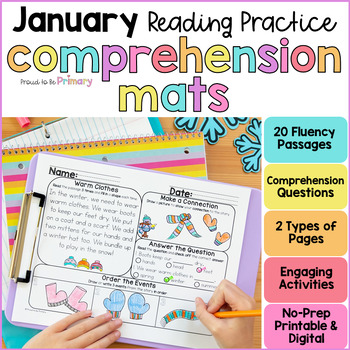 Preview of Winter Reading Passages, Comprehension Questions & Fluency Activities - January
