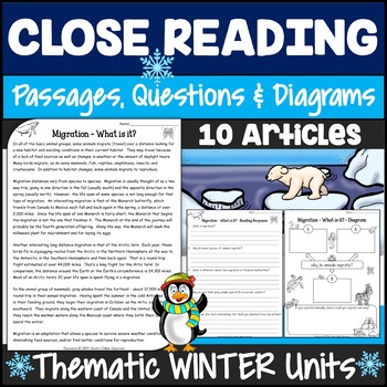 Preview of Winter Reading Passages & Questions with Graphic Organizer Writing Activities 