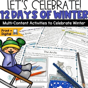 Preview of Winter Close Reading Passages Writing Math February Activities 3rd 4th Grade