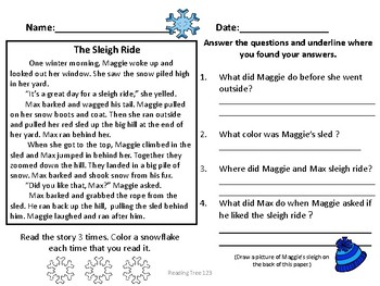 Winter Reading Passages For Fluency And Prehension