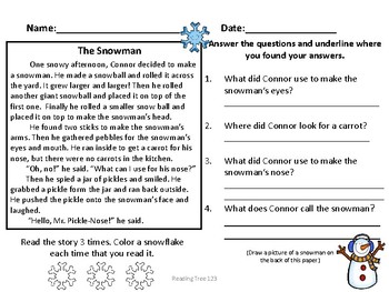 winter reading activity for grade 1 winter literacy worksheets and