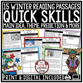 Preview of January December Reading Winter Reading Comprehension Passages and Questions