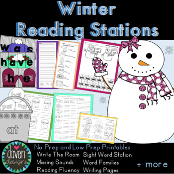 Preview of Winter Reading Stations and Activities-Kindergarten