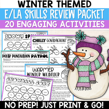 Preview of Winter Reading and Language Arts Worksheets & Activities, Skills Review Packet